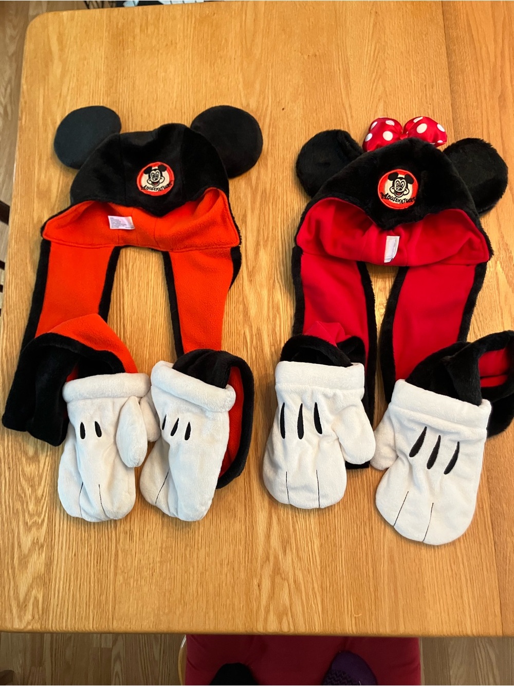 Disney Kids Mickey & Minnie Ear Hat, Scarf and Glove Set - Red, Black, White